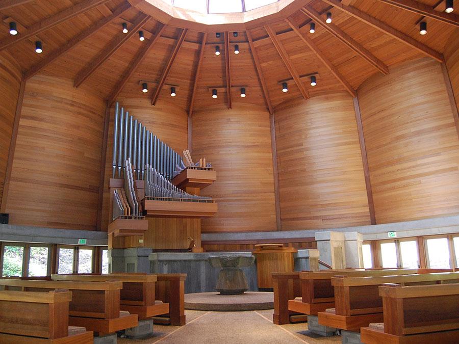 view of the inside of the chapel including the organ