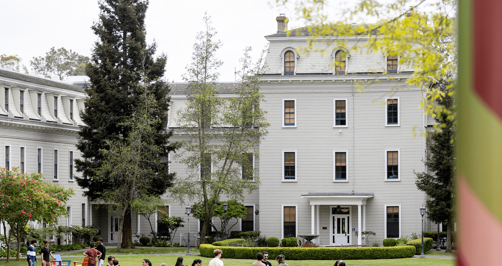 Rear side of Mills Hall on Northeastern University's Oakland campus