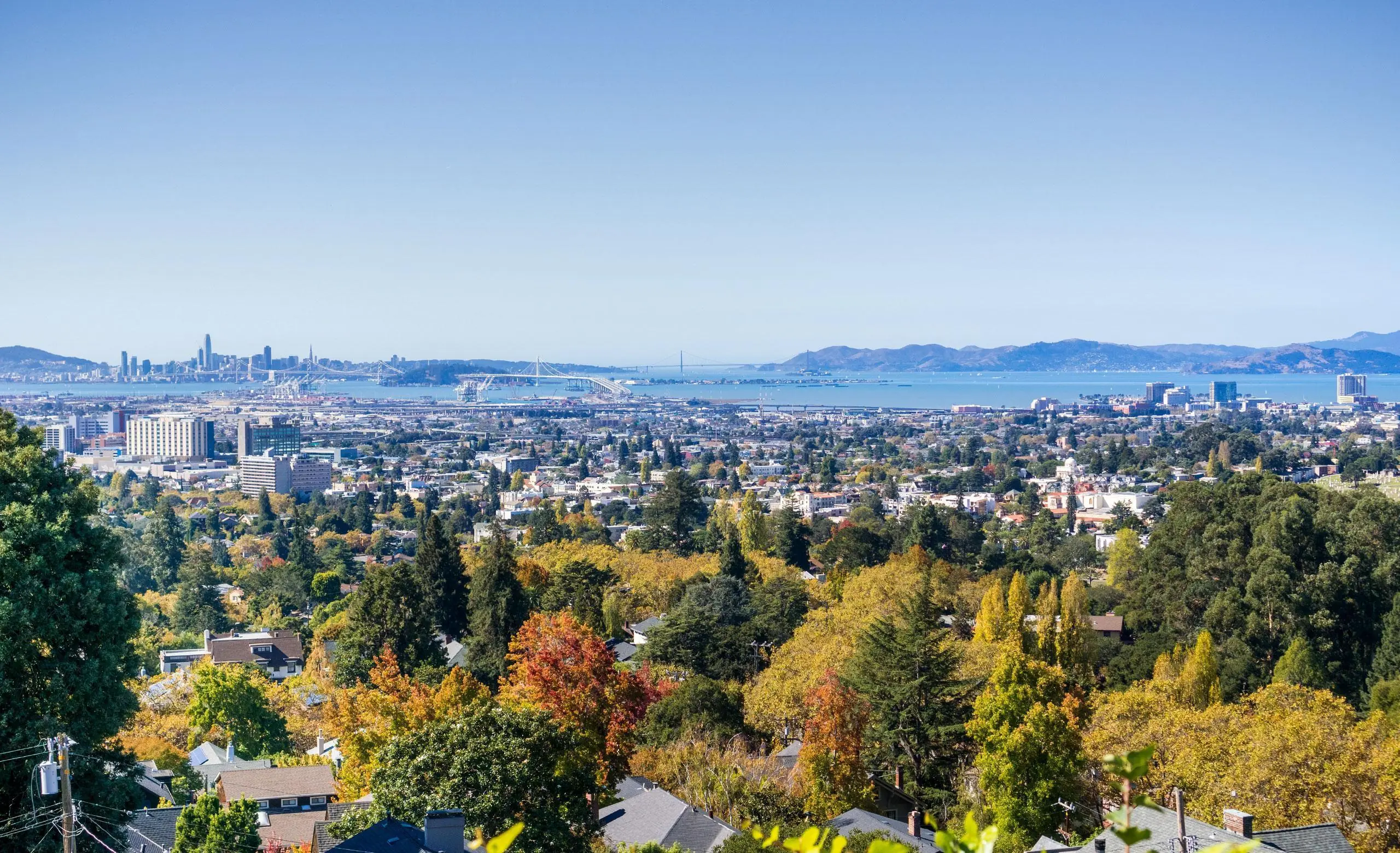 panoramic view of the bay area from oakland in autumn